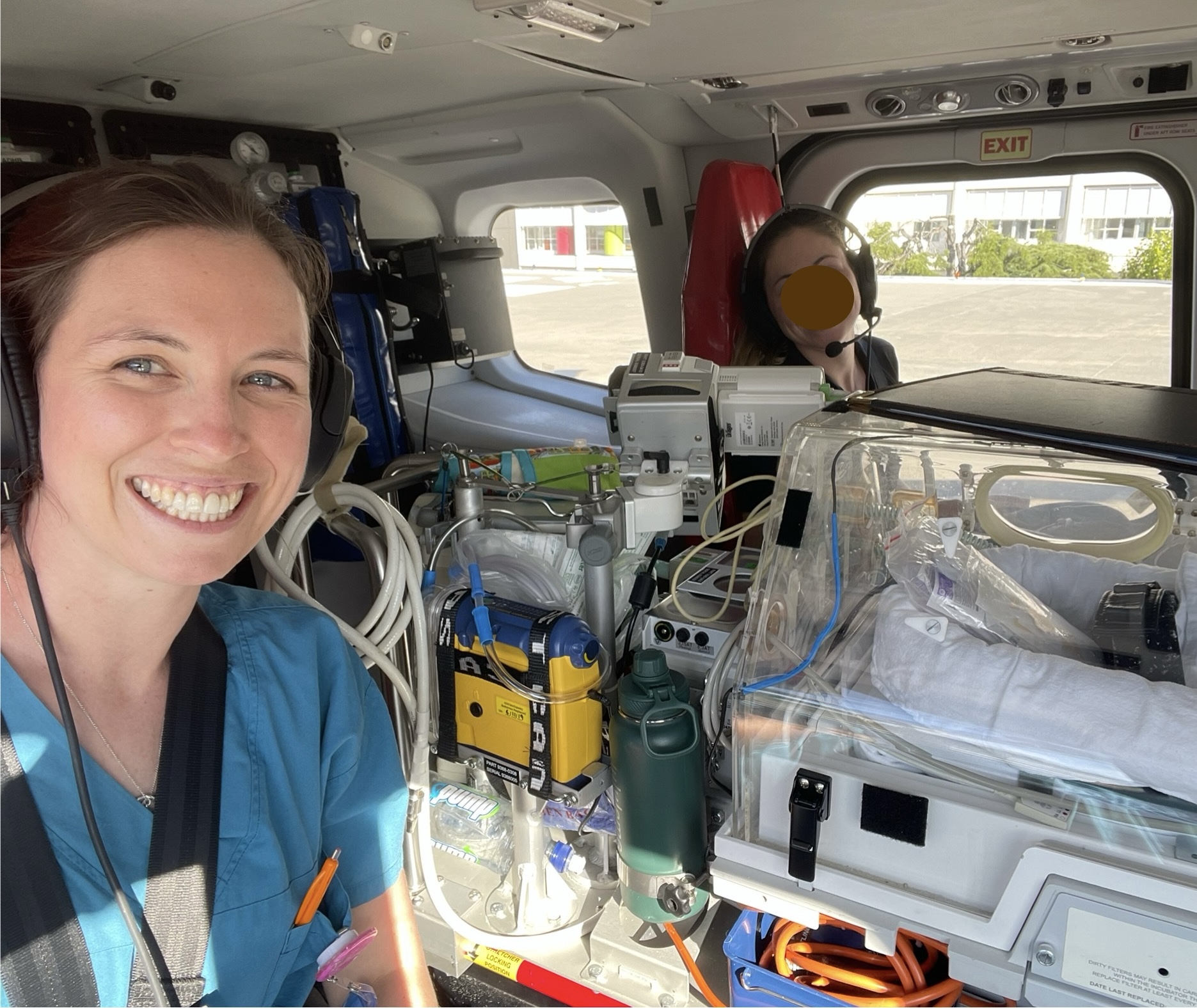 Katherine in the neonatal transport helicopter